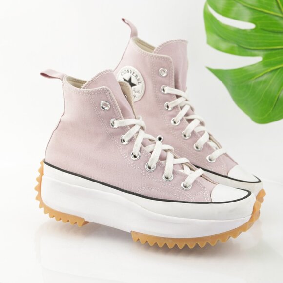 Converse Womens Run Star Hike Hi Sneaker Size 7 Pink White Platform Lace Up Shoe - Picture 13 of 14
